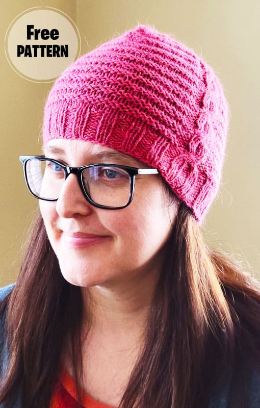 A little lonely cable Pink Knitting Hat PDF Pattern