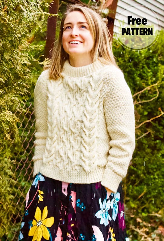 Beatnik Cable White Pullover Free Pattern