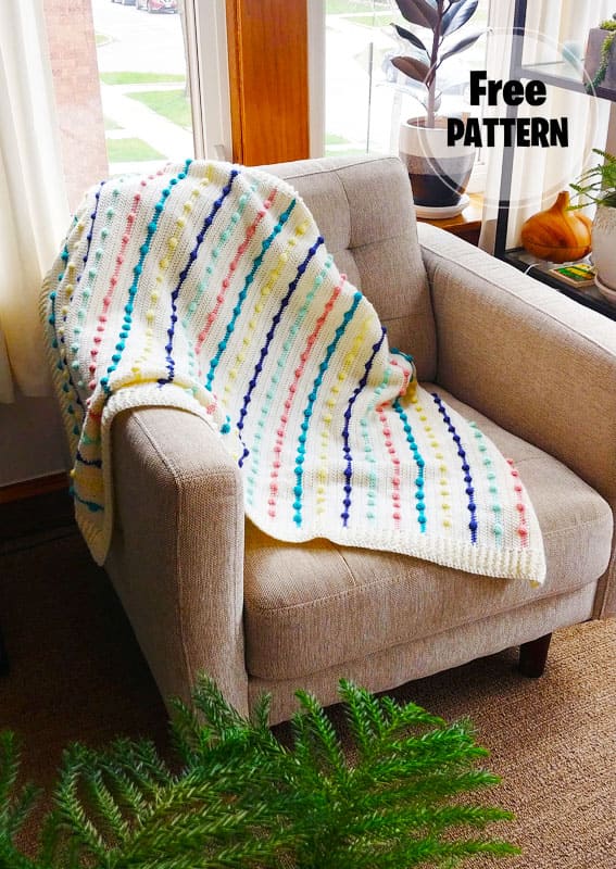 Bobble Lines Baby Crochet Blanket Free Pattern