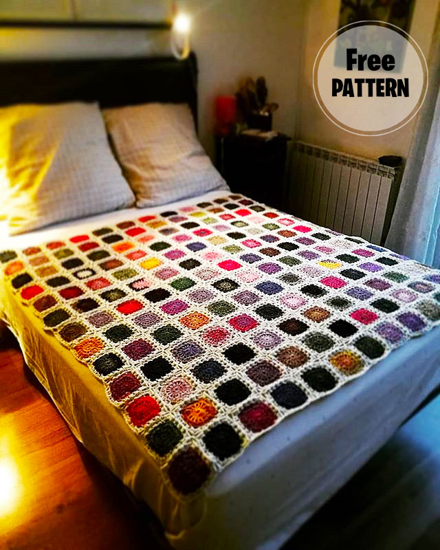 Bohemian Oasis Granny Square Crochet Blanket PDF Free Pattern