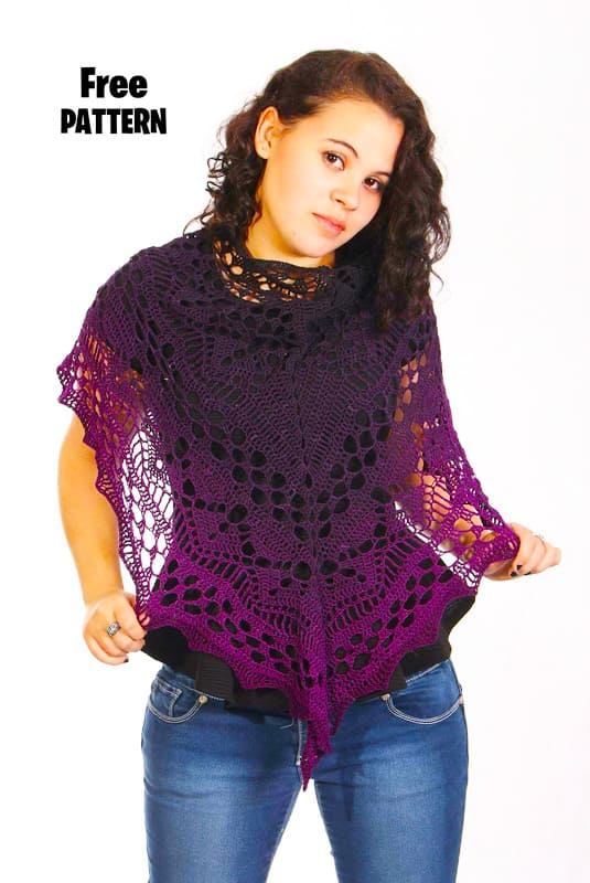 Calypso Purple Crochet Shawl Free PDF Pattern