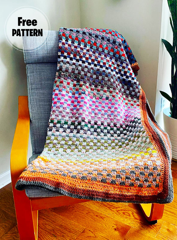 Colorful Easy Crochet Blanket Free Pattern