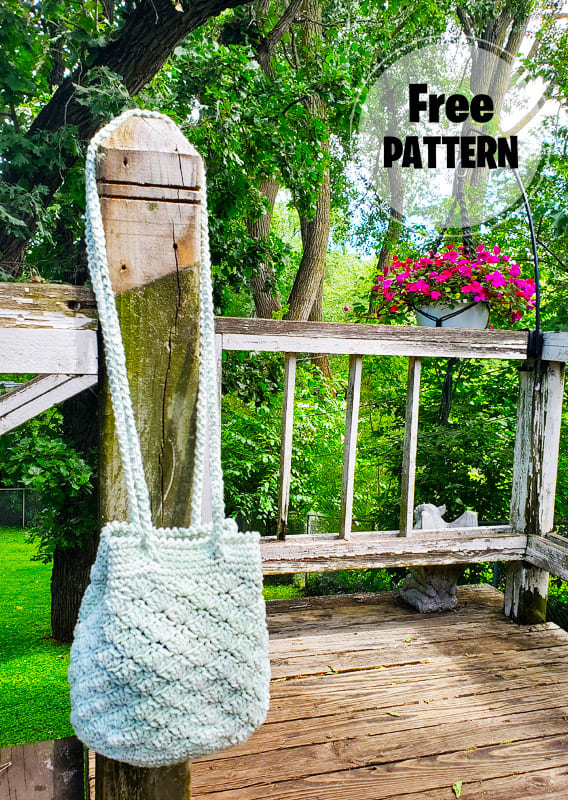 Crochet Rosette Drawstring Free Bag Pattern