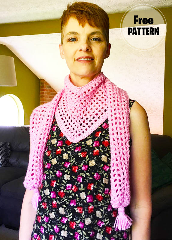 Crochet V Pink Scarf Free Pattern