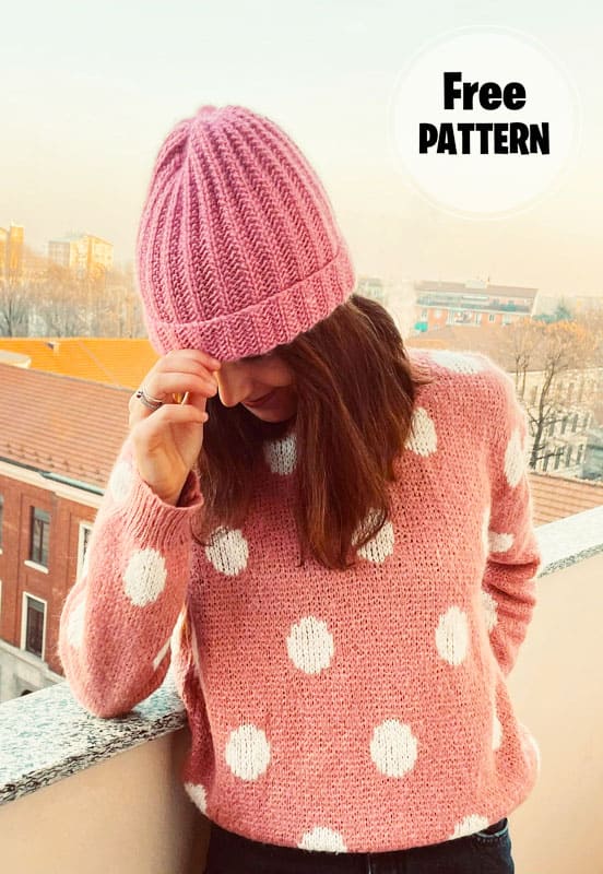 Cute Pink Easy Knitting Hat PDF Pattern