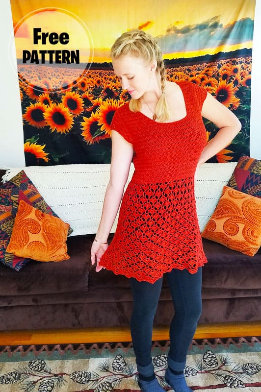 Cute Red Color Crochet Dress Free Pattern