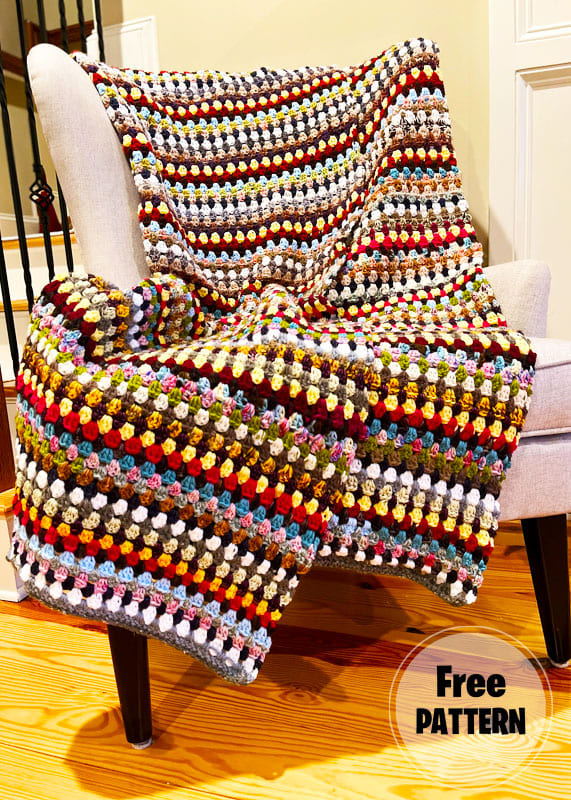 Daphne Afghan Granny Stripe Baby Blanket Crochet Free Pattern