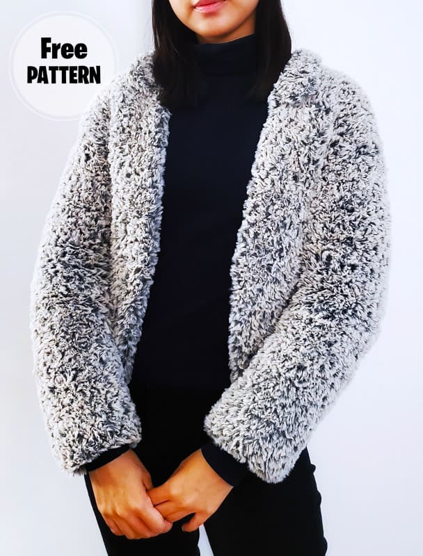 Faux Fur Coat Crochet Cardigan Free Pattern