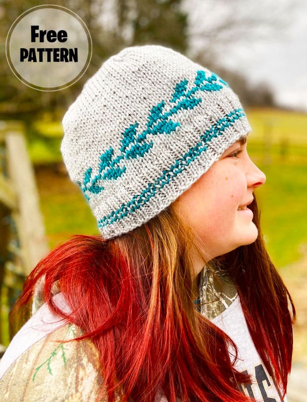 Fringe Hatalong Leaves Free Knitting Hat Pattern