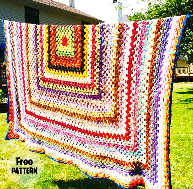 Giant Granny Square Crochet Blanket Free Pattern