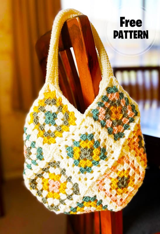 Granny Square Colorful Crochet Bag Pattern