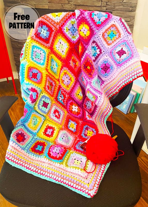 Harmony Granny Square Crochet Blanket Free Pattern