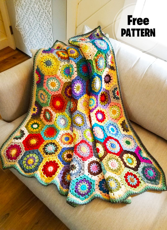 Hexagon Granny Square Blanket Free Pattern