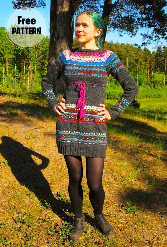 Highland Heather Knitting Dress for Autumn Free Pattern