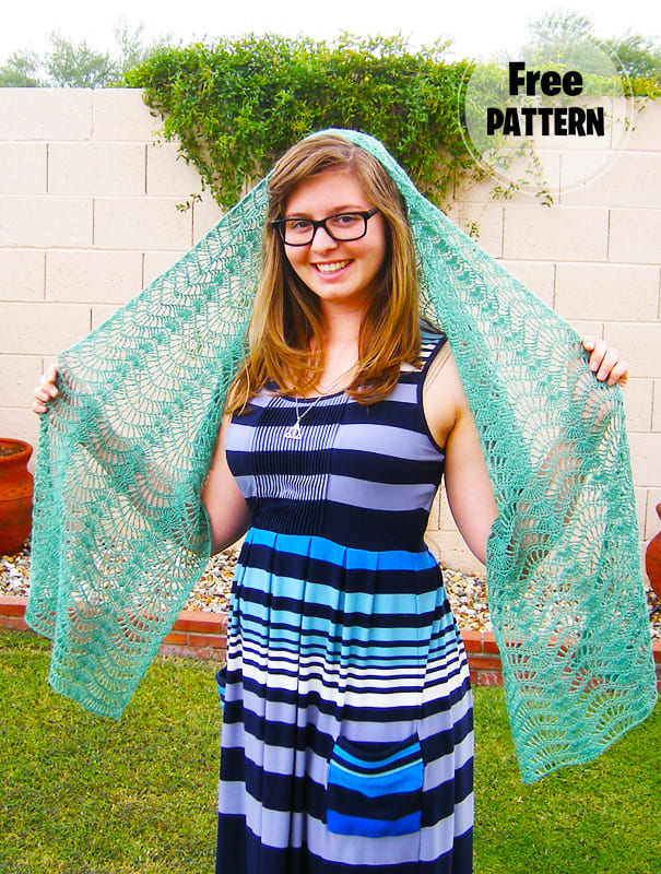 Lacy Feather and Fan Crochet Shawl PDF Pattern