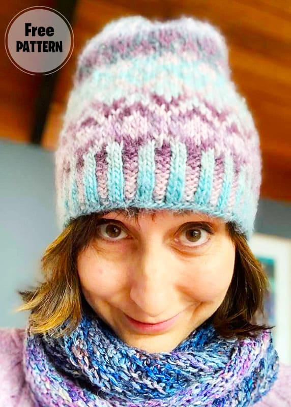 Mochi Fair Isle Cute Knitting Hat Free Pattern