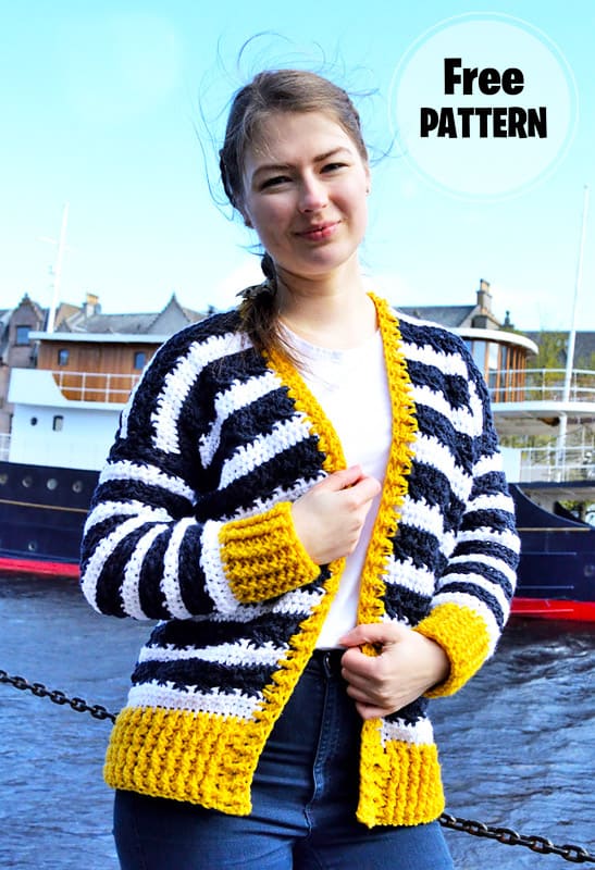Nautical Easy Crochet Cardigan Free Pattern