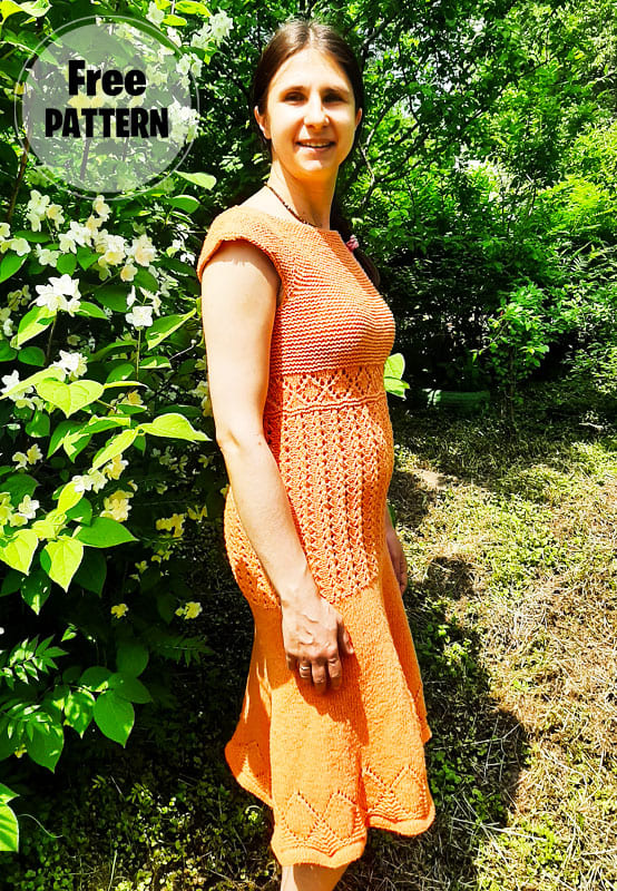 Orange Emma Knitted Dress PDF Free Pattern