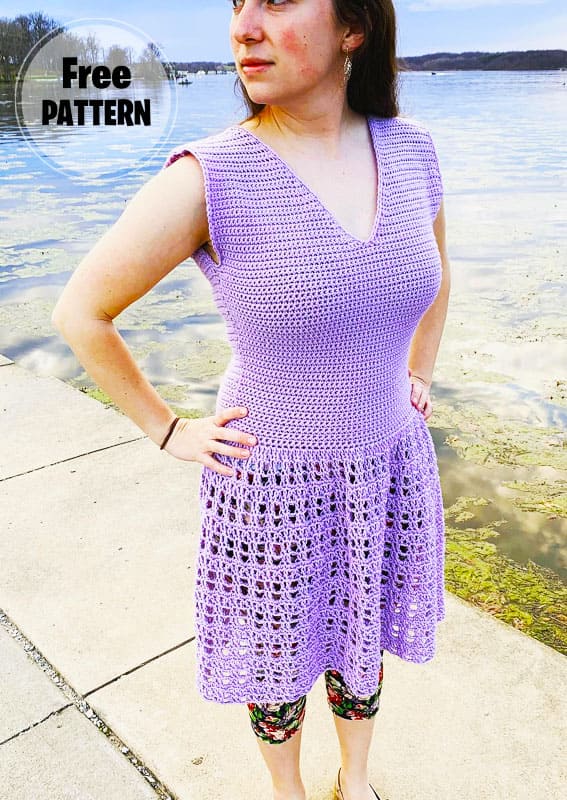 Parisian Summer Purple Crochet Dress Free Pattern