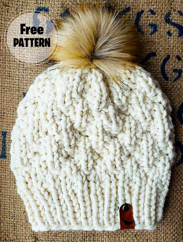 Quiet Diamonds Crochet Hat with Pompom Pattern