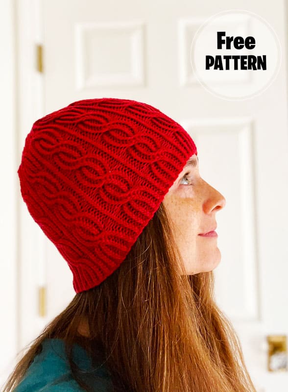 Red Lina Knitting Hat Free PDF Pattern