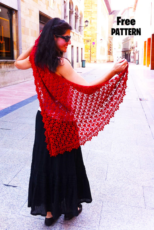 Red Tranquility Crochet Scarf PDF Free Pattern