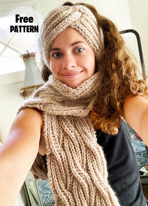 Reversible Cabled Brioche Stitch Scarf Free Pattern