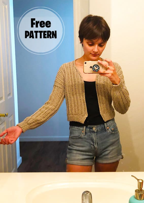 Ribbed Grey Crochet Cardigan Free Pattern With Tutorial