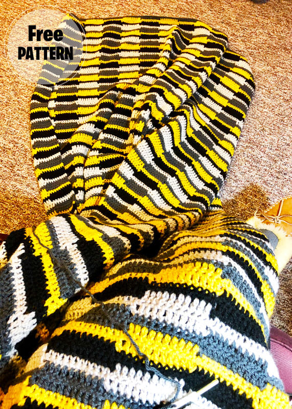 Ribbon Crochet Afghan Blanket PDF Free Pattern