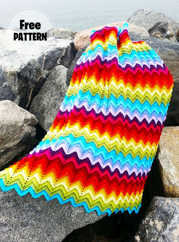 Rickrack Rainbow Baby Crochet Blanket PDF Free Pattern