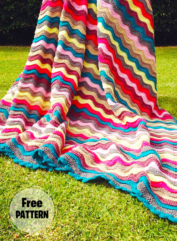 Rugged Ripples Crochet Blanket PDF Free Pattern
