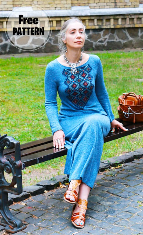 Serenity Knitting Blue PDF Dress Pattern