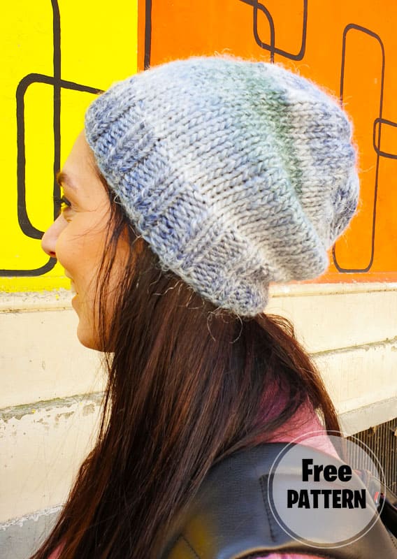 Simple Slouch Knitting Hat PDF Pattern