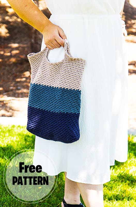 Striped Free Crochet Tote Bag Pattern