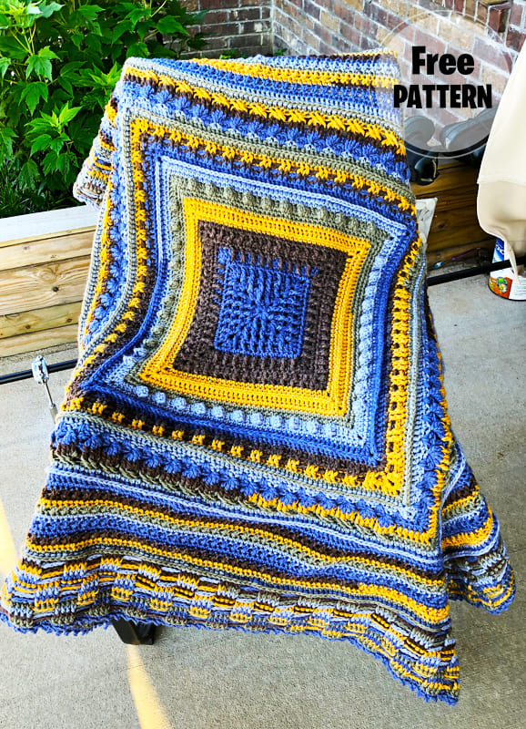 Study of Texture Afghan Crochet Blanket Free PDF Pattern