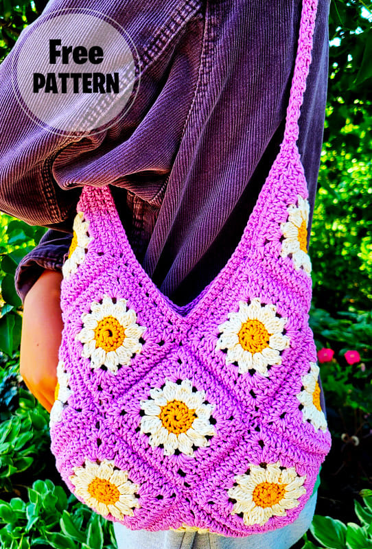 Summer Daisy Granny Square Crochet Bag Pattern