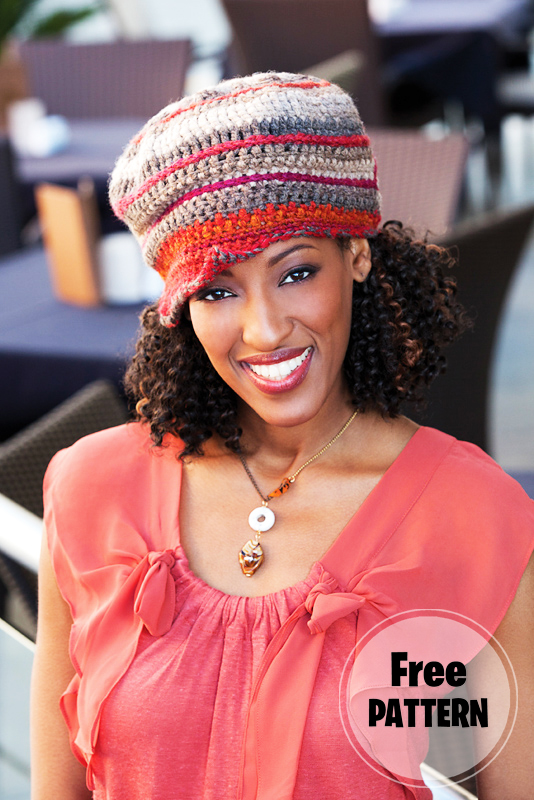 Top Stitched Colored Crochet Hat Pattern