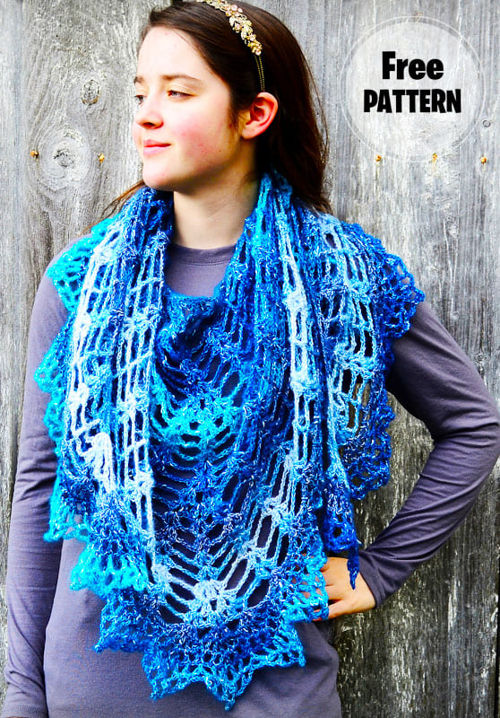 Wild Wheat Blue Crochet Shawl Free Pattern