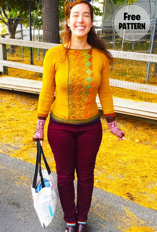 Yellow Tenney Park Knitting Sweater Free Pattern