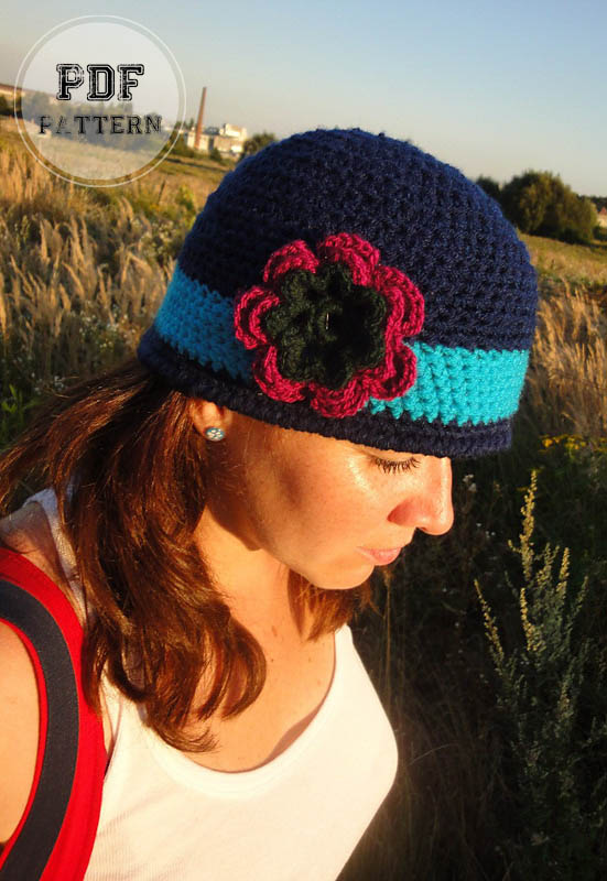 Easy Crochet Hat with Flower PDF Free Pattern (2)