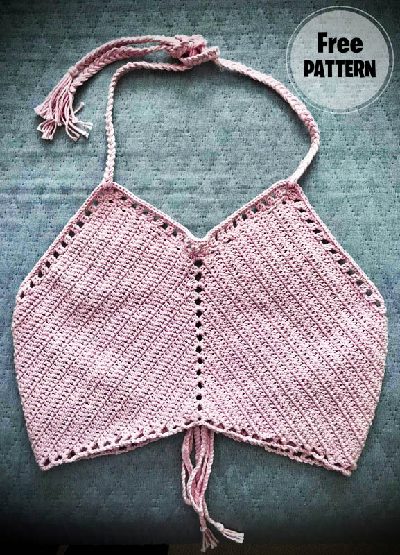 Beach Pink Halter Top Free Crochet Pattern