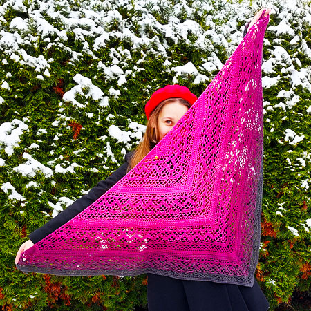 Crochet Pink Shawl for Winter Free Pattern (2)