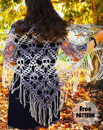 Crochet Skull Halloween Shawl Free Pattern