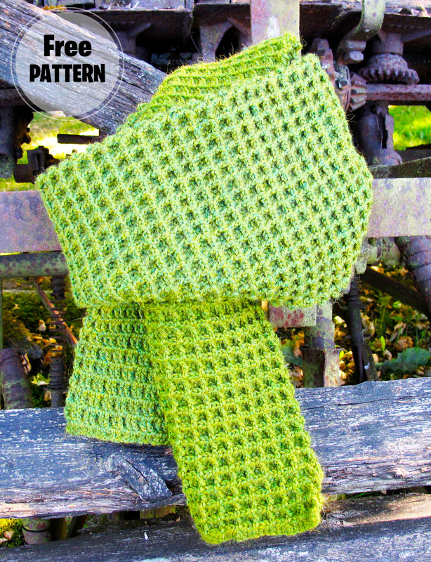 Easy Crochet Waffle Stitch Scarf Free Pattern (2)