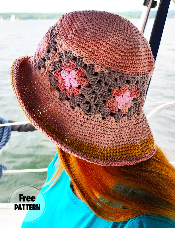 Granny Square Bucket Hat Free Crochet Pattern (2)
