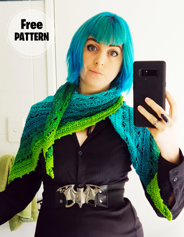 Green and Blue PDF Crochet Shawl Free Pattern (1)