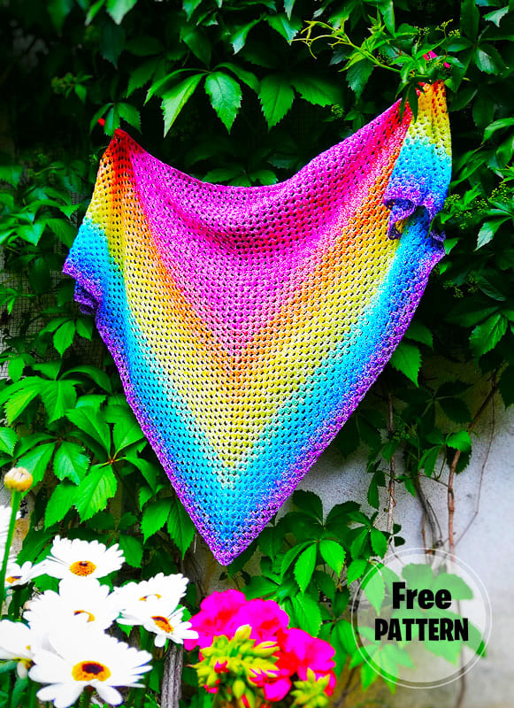 Half Granny Square Crochet Shawl Free Pattern (2)