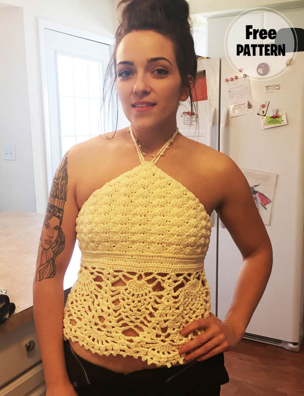 Lace Summer Halter Top Free Crochet PDF Pattern