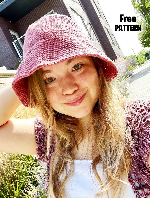 Pink Sunny Bucket Hat Free Crochet Pattern