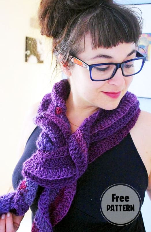Purple Ruffle Crochet Scarf Free Pattern (2)